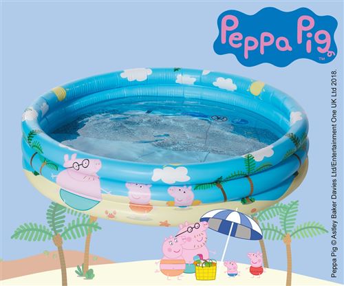 Peppa Pig Piscina 100 x 23 cm,Como hace calor la familia Peppa Pig se han ido a la playa. Tu también podrás refrescarte y tener diversión es esta piscina hinchable