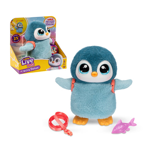 pingüino andador Little Live Pets My Walking Penguin emite sonidos camina come aletea baila lo puedes pasear con la correa