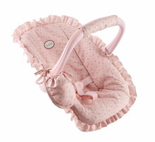 Cargar imagen en el visor de la galería,  Maxi Cosi con asa reclinable en diferentes posiciones. Incluye babero a conjunto. Con una bonita tela de estampado floreado rosa.  El muñeco que puede ponerse en el capazo puede medir entre 30 y 52 cm.  