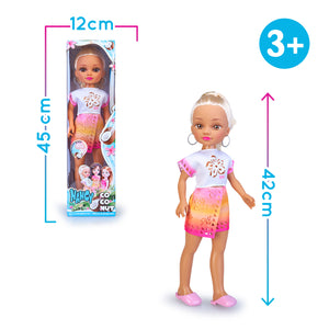  Nancy Coconut Rubia ,La muñeca Nancy Coconut Rubia es un complemento ideal para las aventuras de verano de niñas y niños.Con su cabello rubio y su vestido con troquelado,  Un diseño único y un aroma irresistible. 