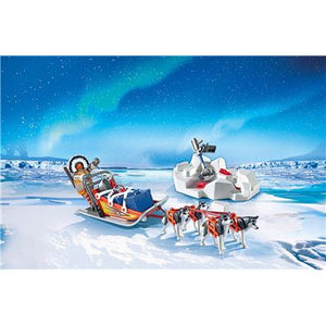 Trineo de Huskies Expedición Polar- Playmobil 9057, tirado por cuatro perros y con gran cantidad de material de investigación. 