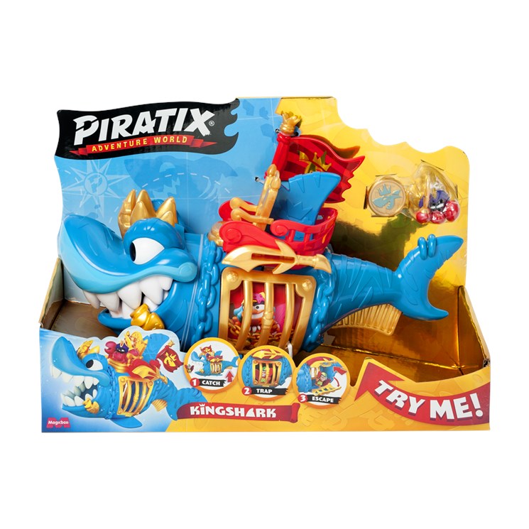 Piratix tibubon abre y cierra la boca con 1 Piratix exclusivo Captain Hermitt y jaula para meter a los rivales