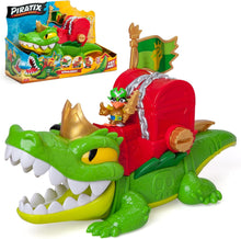 Cargar imagen en el visor de la galería, Piratix King Croc Cocodrilo articulado para poder capturar figuras Piratix con cofre para guardar tesoros 1 figura exclusiva