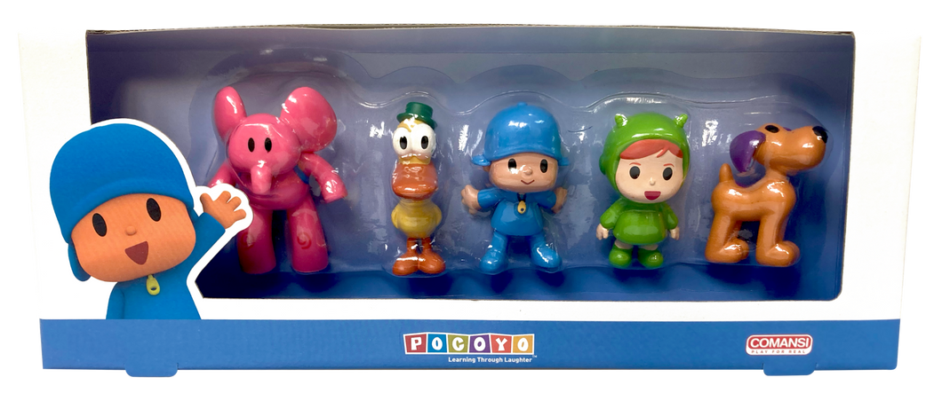 Set Figuras Pocoyó - Comansi Y99161Pocoyó y sus amigos llegan para revolucionar los juegos y las aventuras de tus hijos e hijas gracias a las figuras de Comansi. Este set de Pocoyó incluye figura Pocoyó, figura Elly, figura Pato, figura Loula y figura Nina. ¡Descubre las figuras de Pocoyó! Medidas (figuras):…