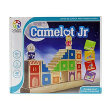 Carregar imagem no visualizador da galeria, amelot JuniorTendrás que ayudar al príncipe a salvar a su princesa...  Camelot Junior potencia el razonamiento lógico, la visión espacial, la motricidad fina, la perseverancia y la paciencia. Camelot Jr Madera es un juego de mesa de lógica para los más pequeños, con diferentes niveles de dificultad, con 48 retos y sus soluciones. Fabricado en madera de muy buena calidad. 