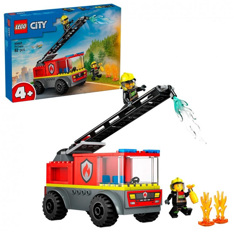 Camión de Bomberos LEGO CITY Primero tendrás diversión montando este bonito camión con escalera elevable y después te divertirás apagando fuegos como un auténtico bombero.