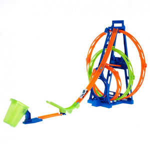  Hot Wheels Kit Triple Looping - Mattel HMX38 Construir pistas es tres veces más divertido con el kit de triple bucle de acción de Hot Wheels. Los niños golpean el lanzador para enviar el auto Hot Wheels, incluido, a través de tres bucles graduados.