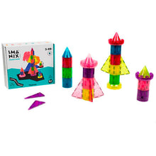 Cargar imagen en el visor de la galería,   Imanix Rocket Castle de Braintoys es un juego de construcción magnético con 64 piezas translúcidas y de colores vibrantes, diseñado para dar rienda suelta a la imaginación y creatividad de los niños. Perfecto para construir formas 2D y 3D como cohetes espaciales, castillos extraordinarios, vehículos