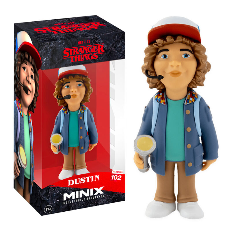 Figura de 12 cm del personaje Dustin, protagonista de la serie de Netflix Stranger Things. Viene presentada en una caja regalo. Para fans de la serie Stranger Things y coleccionionistas.