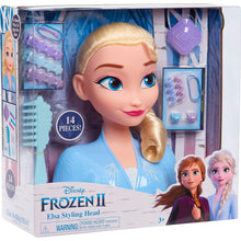 Cargar imagen en el visor de la galería, Disney Frozen Elsa Busto para Peinar - Elsa tiene un precioso y brillante pelo rubio que a los niños les encanta cepillar y peinar. La cabeza para peinados de Elsa incluye 14 divertidos accesorios para peinar.