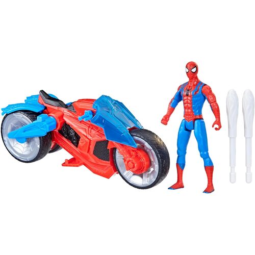 Spiderman con Moto Arácnida ,Disfruta de las aventuras de Spiderman y su Moto-Arácnida con diseño exclusivo y lanzador de proyectiles . La figura de Spiderman mide 10 cm aprox. 