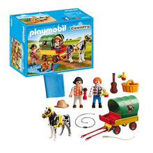Carregar imagem no visualizador da galeria, Poni con carro PLAYMOBIL para ir de picnic campestre. Incluye 2 figuras Playmobil