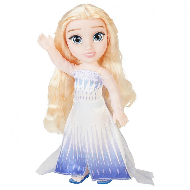 Frozen Muñeca Elsa 2 de 32 cm Princesa Disney Jakks Pacific 21180 vestido azul larga trenza rubia vestida como en la película