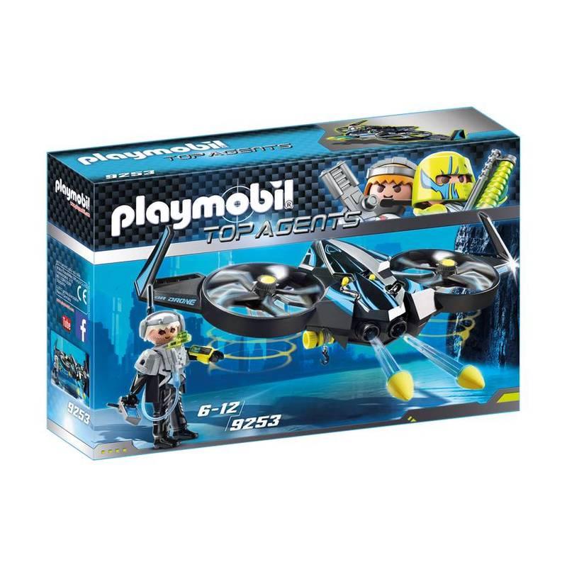 Mega Drone con Figura, Con este drone podrás vivir las emocionantes aventuras de los Playmobil Top Agents y su tecnología más avanzada. Función de doble disparo. El drone incluye una polea. Con figura de agente secreto 