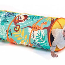Cargar imagen en el visor de la galería, Fantástico túnel de actividades perfecto para que los más pequeños jueguen con los orificios para meter bolas, gateen y entren por un lado y salgan por otro. Déjales rienda suelta a su imaginación. Sirve para casa y para el jardín. Mide 120 cm de largo. Se pliega y se despliega con un facil movimiento de pop-up. 