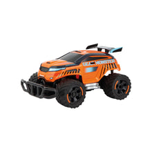 Carregar imagem no visualizador da galeria,  Gear Monster Radio Control. El poderoso todoterreno en naranja brillante está equipado con grandes neumáticos que lo l levan cuesta y valle en paseos frescos. Ya sea en senderos rocosos o prados montañosos, el todoterre no de 28 cm de largo brilla a velocidades máximas de hasta 12 km/h y aporta mucha velocidad a cada a ventura. Gracias a los precisos controles Full Function, se garantizan maniobras espectaculares