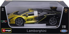 Carregar imagem no visualizador da galeria,  Lamborghini Sián FKP 37 Amarillo/Negro 1/18 Reproducción con gran calidadEsta hecho en metal a escala 1/18. Se abren las puertas hacia arriba, así como el capot y maletero. Este Lamborghini Sián es de color amarillo y negro. I