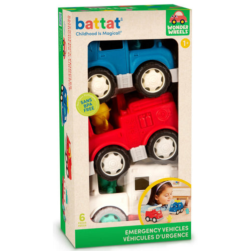 Conjunto de 3 vehiculos de emergencia para los conductores más pequeños. Los vehiculos están fabricados con plásticos libres de Polipropilenos. No tiene piezas pequeñas que se puedan engullir