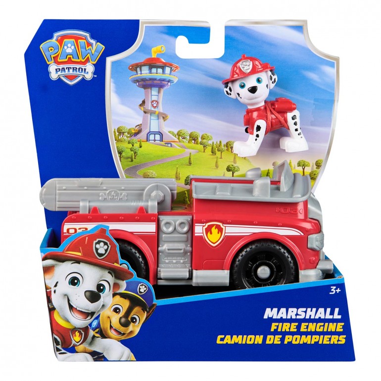 Camión de Bomberos + Figura Marshall Patrulla Canina íLos cachorros de la Patrulla Canina van a toda velocidad en sus vehículos de rescate! Únete a Marshall en misiones llenas de acción con su camión de bomberos. 