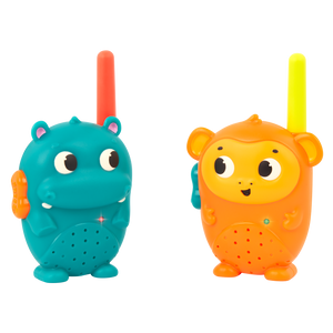  walkie-talkies animalitos  B. Toys: ¡Habla y juega durante todo el día con un par de coloridos walkie-talkies! Fáciles de usar: Estos walkie-talkies de animales tienen un botón cada uno