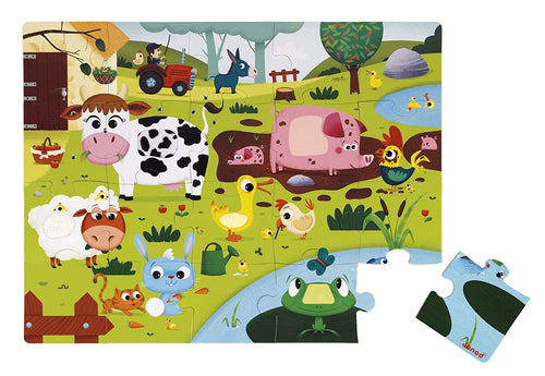 Janod Puzzle Táctil Animales de la Granja 20 piezas - Juratoys J02772