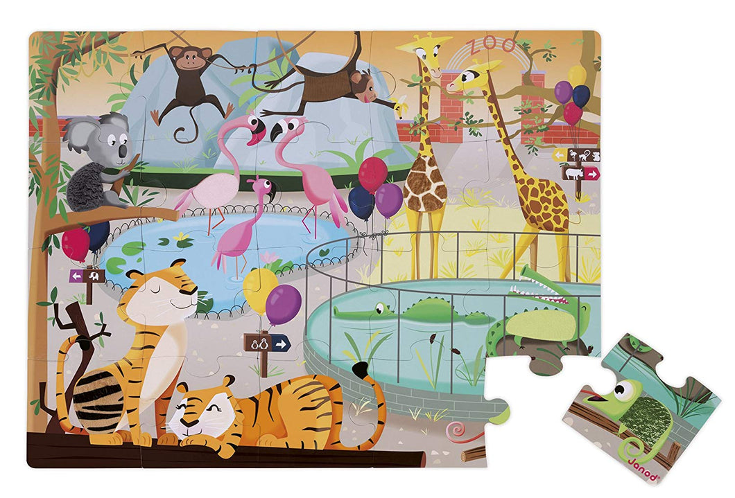 Janod Puzzle Táctil Un Día en el Zoo 20 piezas - Juratoys J02774