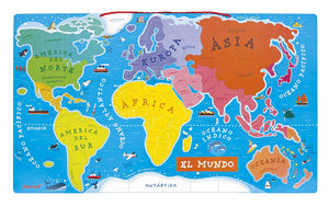Janod Puzzle Mapa Mundi de madera Juratoys J05503 Cada imán es un país gran tablero magnético con continentes mares y océanos