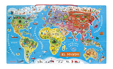 Carregar imagem no visualizador da galeria, Janod Puzzle Mapa Mundi de madera Juratoys J05503 Cada imán es un país gran tablero magnético con continentes mares y océanos