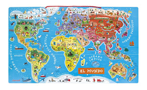 Janod Puzzle Mapa Mundi de madera Juratoys J05503 Cada imán es un país gran tablero magnético con continentes mares y océanos