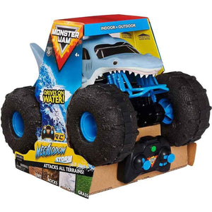 Megalodon a escala 1:24 &nbsp; El primer Monster Jam anfibio sobre 4 ruedas. Gracias a sus ruedas especiales BKT se desplaza por cualquier tipo de terreno, agua o tierra