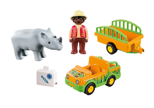 Playmobil 1.2.3 Vehiculo con Rinoceronte - Playmobil 70182