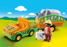 Cargar imagen en el visor de la galería, Playmobil 1.2.3 Vehiculo con Rinoceronte - Playmobil 70182