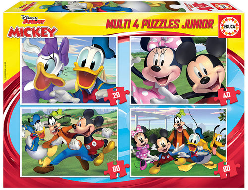 Disney, Mickey & Friends Multi 4 Puzzles 20, 40, 60 y 80 piezas - Educa Borrás 18627