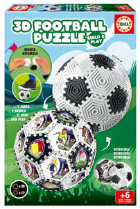  Puzzle 3D Football Podrás montar el balón de múltiples maneras: por el lado cóncavo de las piezas, por el lado convexo, mosaico de imágenes, torre, diábolo, pulsera, Diámetro del balón una vez montado: 12,5 cm.