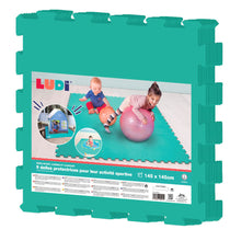 Cargar imagen en el visor de la galería, Conjunto de 9 grandes baldosas de foam de color verde para crear areas de juego para los más pequeños