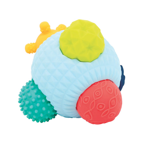 Puzzle de bolas de PVC ,con diferentes colores y texturas. Van una grande y 5 pequeñas de unos 6.5 cm de diametro.