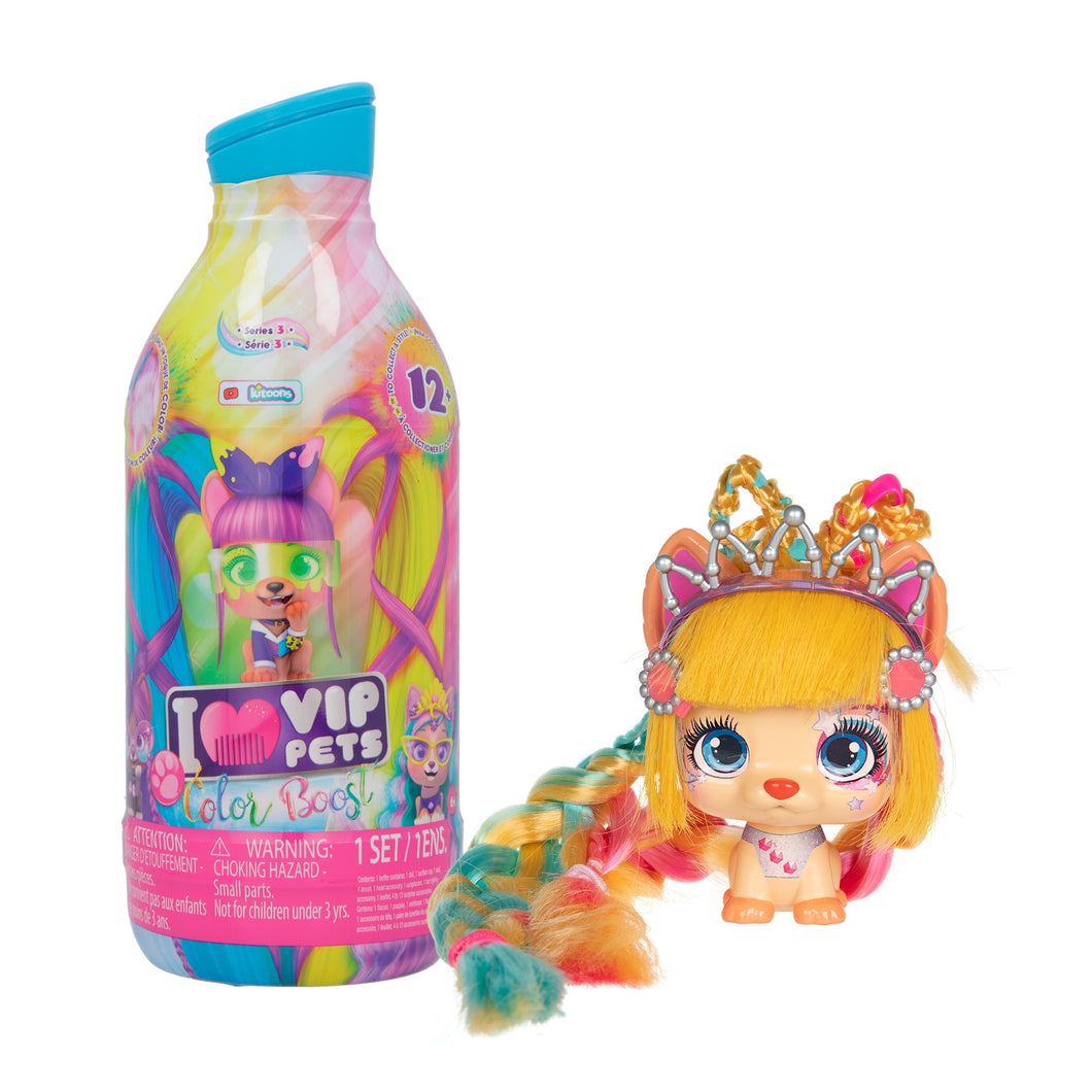VIP Pets Color Boost Imc Toys 712003 cambia su pelo de color presentado en botella de champú incluyen 9 sorpresas
