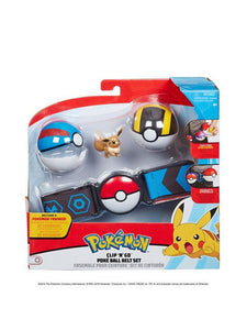 cinturón Pokemon, Contenido: 1 correa ajustable, 2 Pokebolas, 1 figura, Cada cinturón puede llevar un máximo de 6 bolas