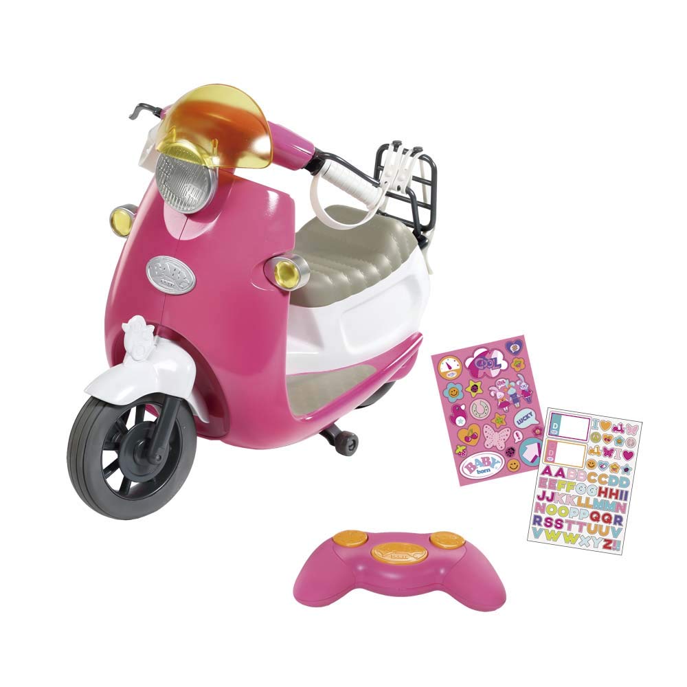 Moto Scooter de color fucsia para muñecos Baby Born