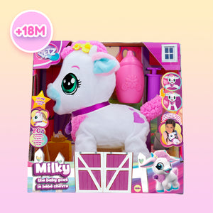Milky es un peluche interactivo de una cabrita recién nacida