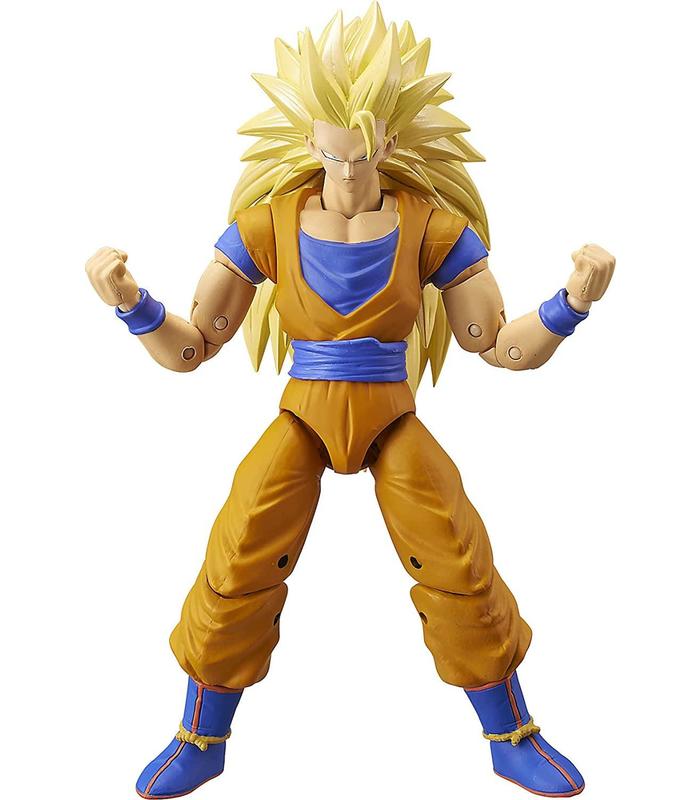  Figura Super Saiyan 3 Goku de 17 cm de altura . Tiene 17 puntos de articulación con gran nivel de detalle de los personajes más icónicos de tu serie favorita. 