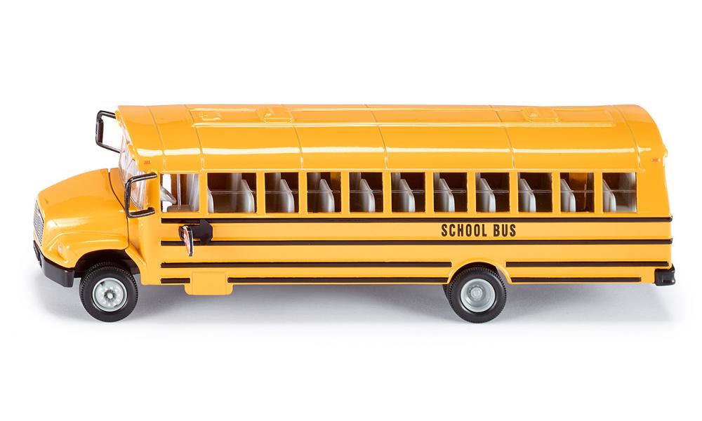 Autobus escolar americano a escala 1/55. Hecho en metal con partes de plástico. Ruedas de caucho.