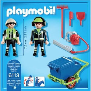 Equipo Limpieza - Playmobil, Incluye dos Playmobils basureros, instrumentos de limpieza y un carrito para recoger la basura.