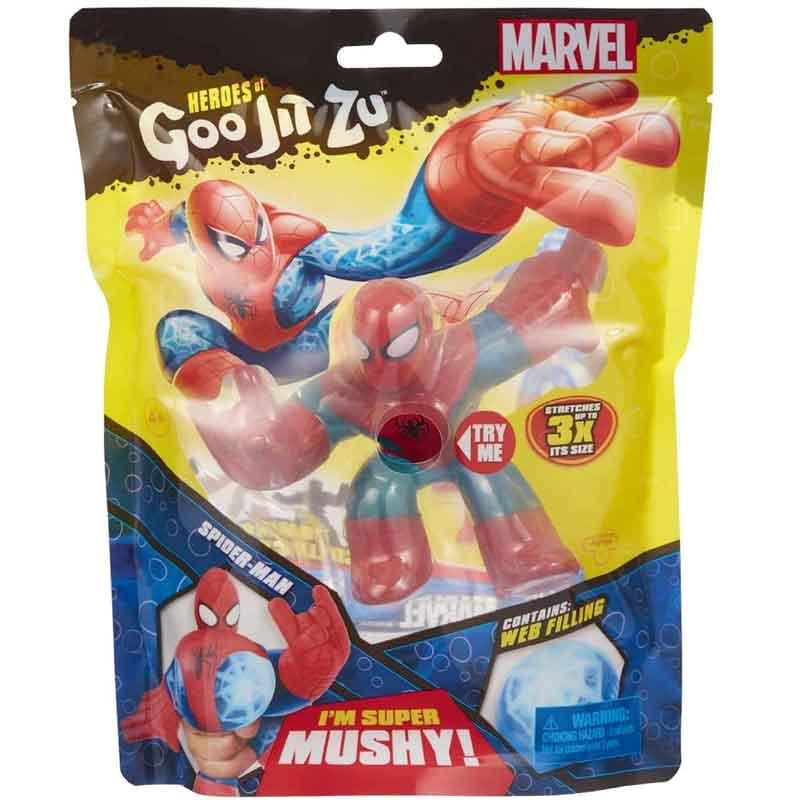  Heroes of Goo Jit Zu Marvel Spider-Man Bandai 41054 cuerpo elástico y pegajoso, puede estirarse hasta 3 veces su tamaño