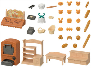 Panadería Sylvanian Families ,Incluye el horno , la tienda de pan , panes y bollería variados, cestas , ropa para trabajar en el obrador y todos los utensilios para hacer un riquísimo pan.