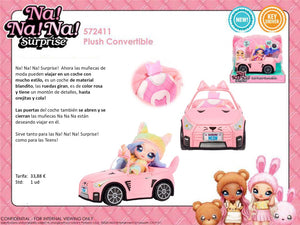 Na! Na! Na! Surprise  Coche Descapotable Rosa Soft Plush Convertible - MGA 572411EUC