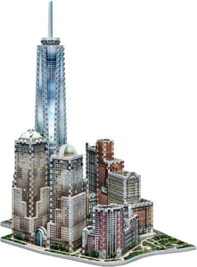  Puzzle 3D del World Trade Center de Nueva York en grandes dimensiones. Consta de 875 piezas . Mide montado: 58,5 x 38 x 44 cm. 