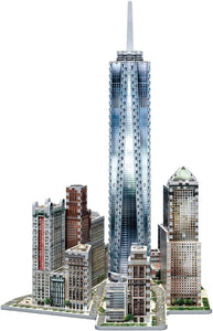  Puzzle 3D del World Trade Center de Nueva York en grandes dimensiones. Consta de 875 piezas . Mide montado: 58,5 x 38 x 44 cm. 