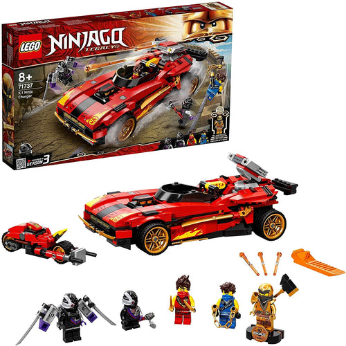 Ninjago Legacy Deportivo Ninja X-1 Lego 71737 coche 2 en 1 coche que lanza 1 moto ninja de su interior 5 minifiguras