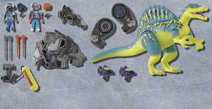  Dino Rise Spinosaurus Playmobil , Equipado con cañones que disparan, armadura extraíble, las figuras pueden montar en el Spinosaurus. 